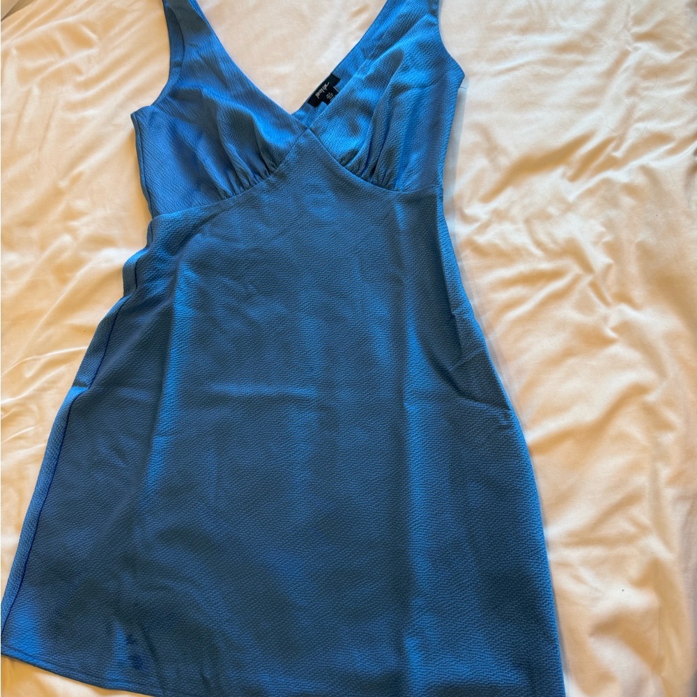 Blue V-Neck Dress